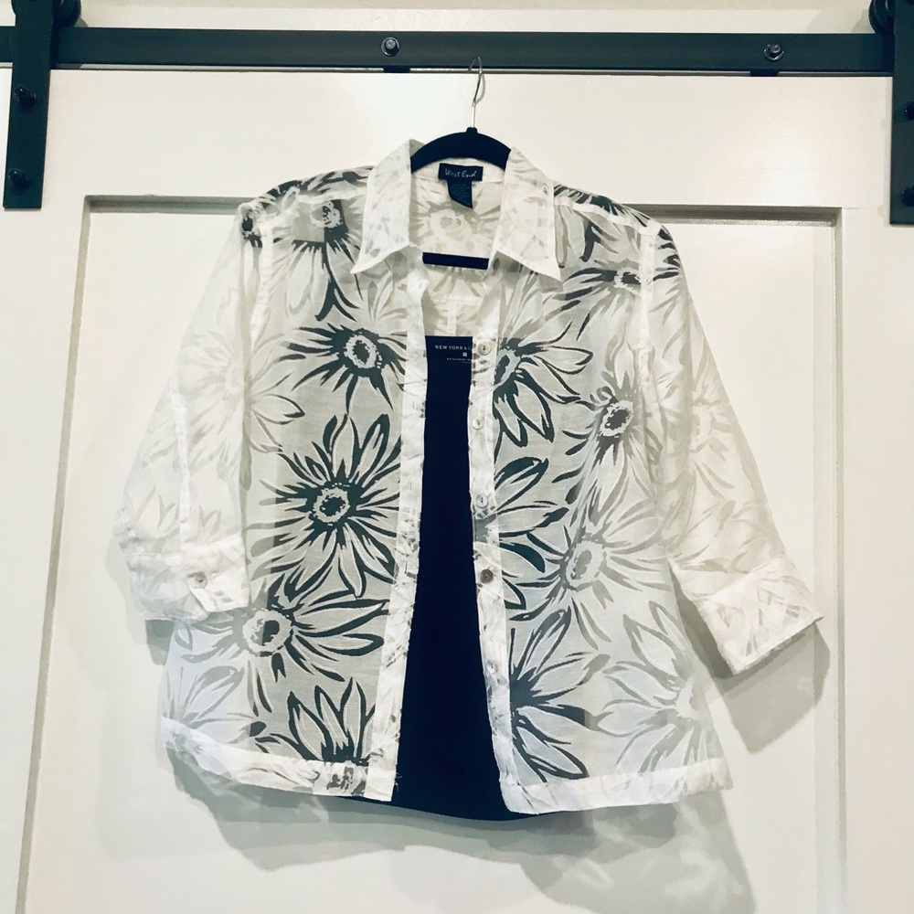 White Sheer Cardigan 3/4 sleeve